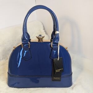 Blue Vegan Leather Handbag